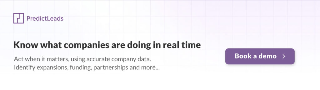 PredictLeads technographic data platform combining technology detections with hiring, financing, and company growth signals for B2B targeting.